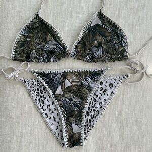 H&M Reversible Palm Print Triangle Bikini